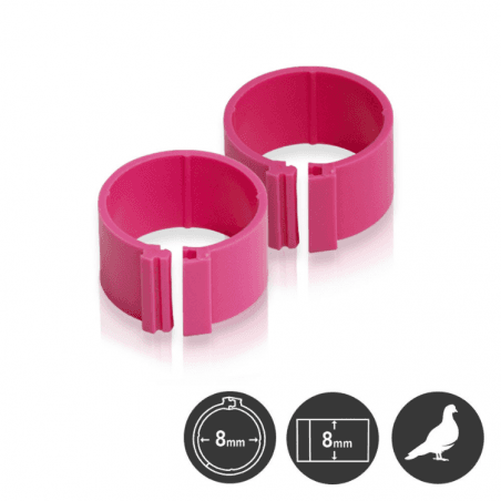 Inele pentru porumbei, 8 mm, roz