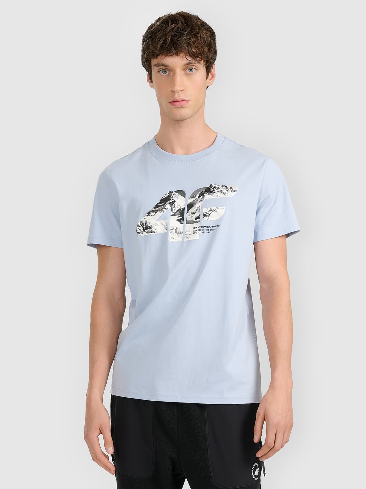 Tricou regular cu imprimeu pentru bărbați - albastru