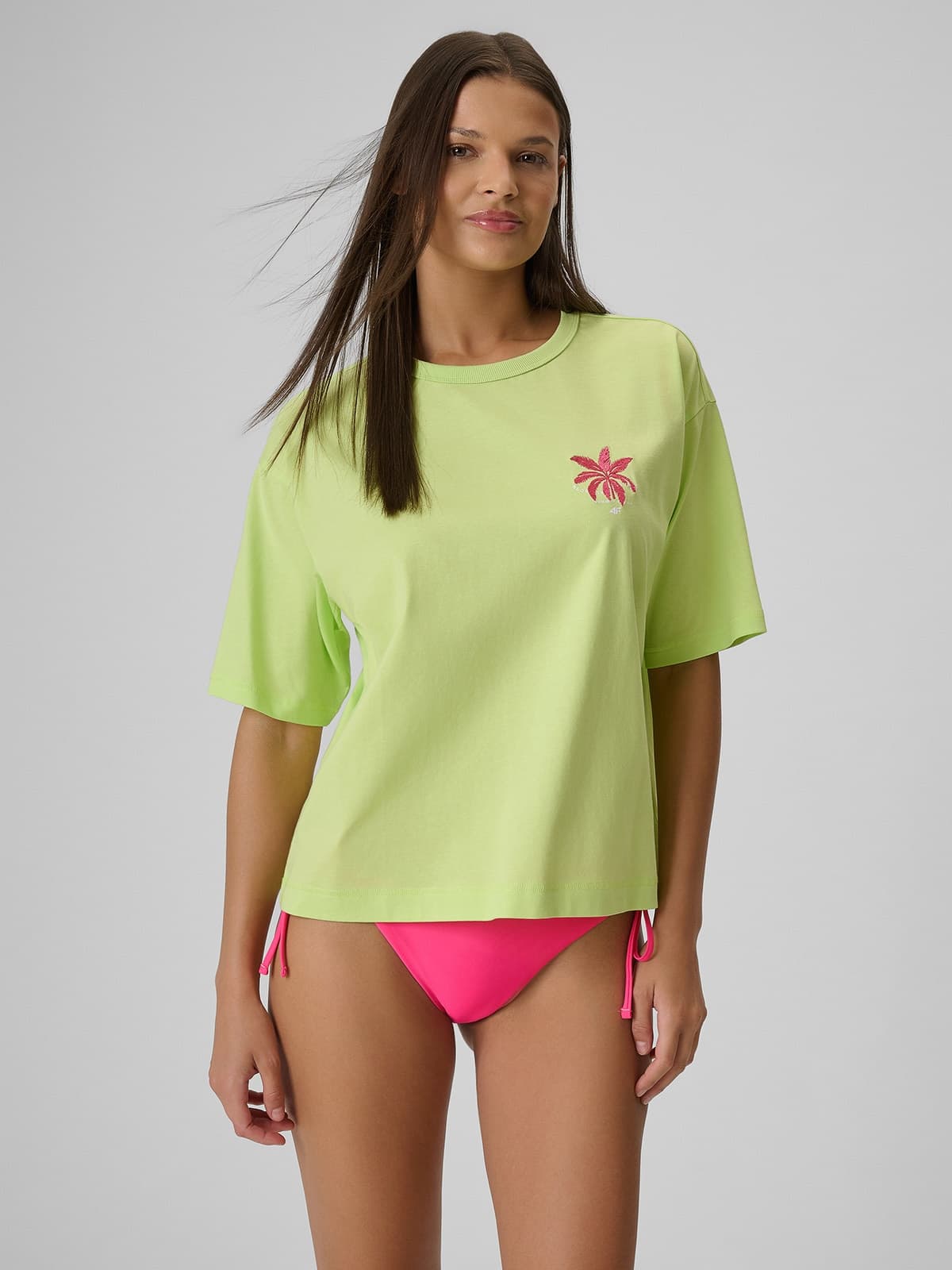 Tricou boxy cu imprimeu pentru femei - verde