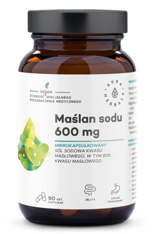 Aura Herbals Butyrate de sodiu 600mg Supliment alimentar 90 Capsule