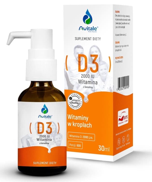Avitale Vitamina D3 2000 UI Supliment alimentar în picături 30ml