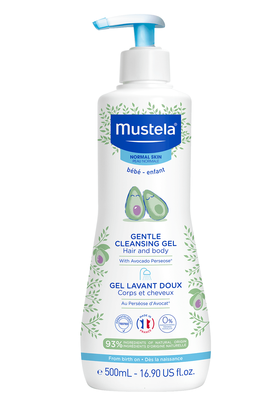 Gel de curățare delicată pentru corp și păr Mustela 500ml