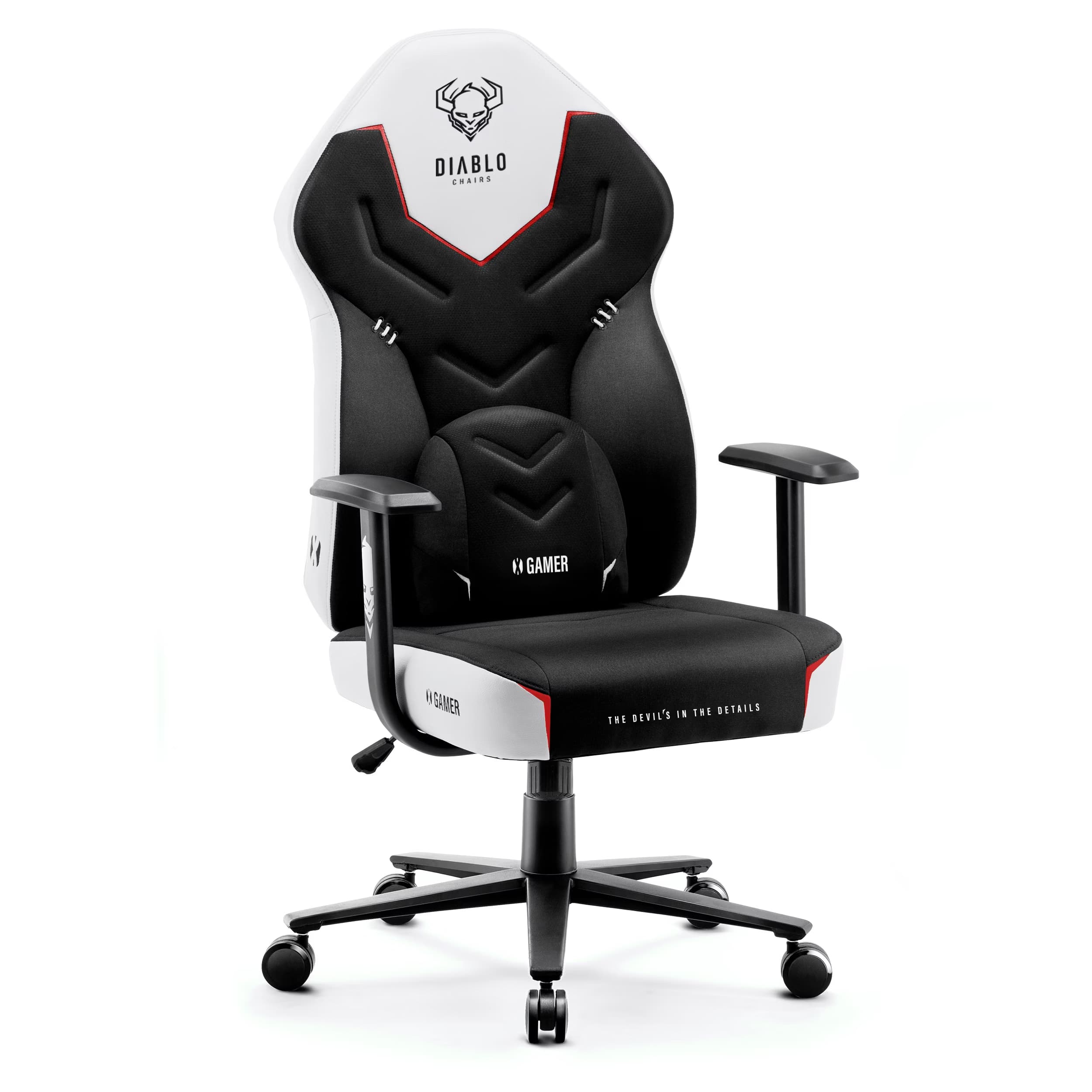 Scaun gaming din material Diablo X-Gamer: SNOW WHITE
