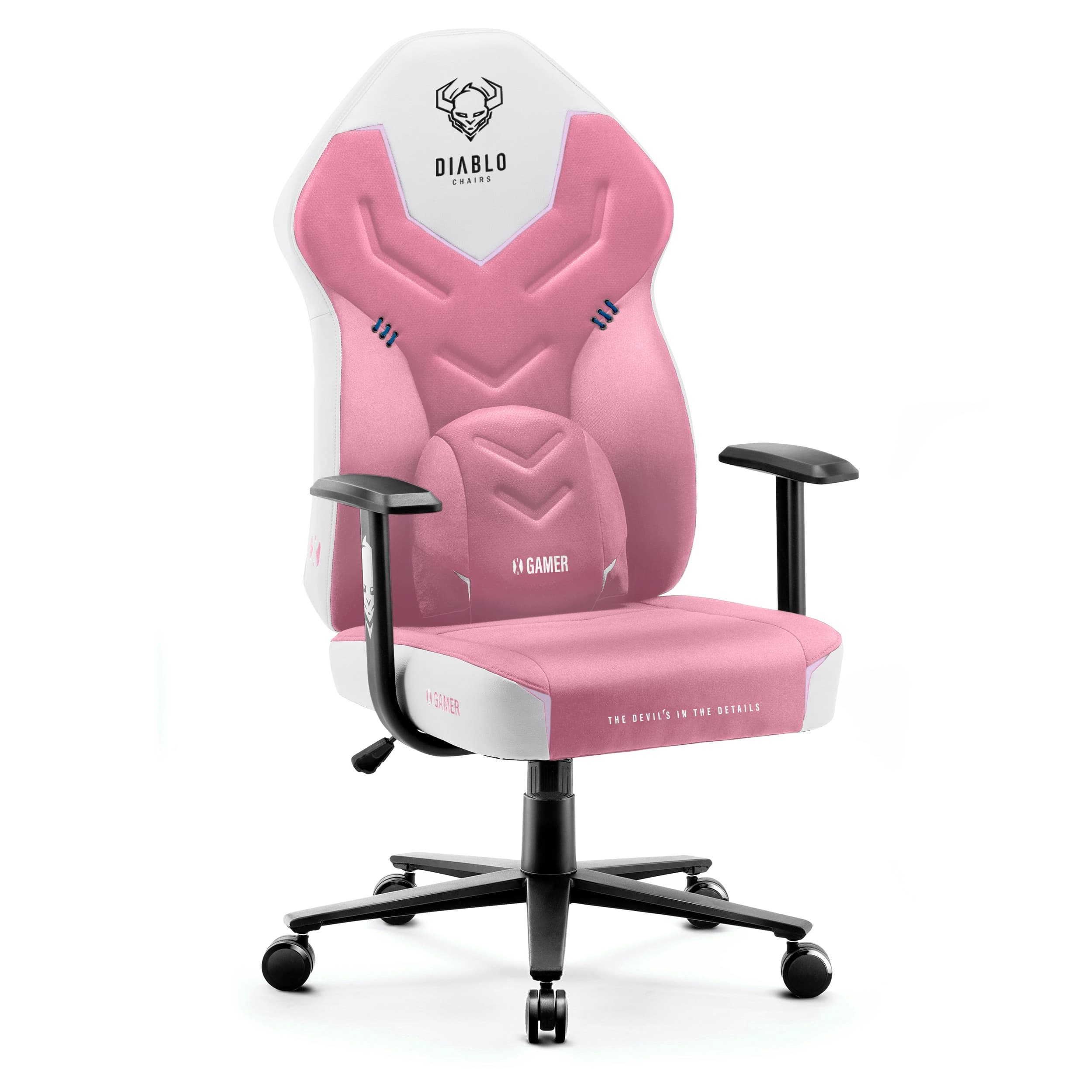 Scaun gaming din material Diablo X-Gamer: Marshmallow Pink