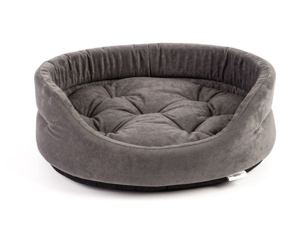 FERA Pat oval cu perna pentru caini, cu perna gri, Marime XS: 47 x 38 x 15
