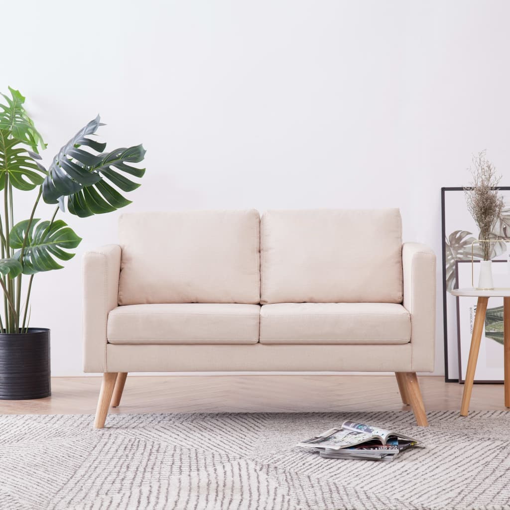 Gossi canapea cu 2 locuri, crem, material textil