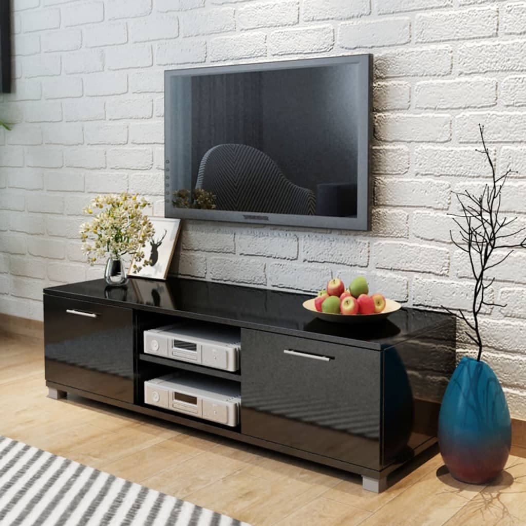 Gossi dulap tv, negru extralucios, 120 x 40,5 x 35 cm
