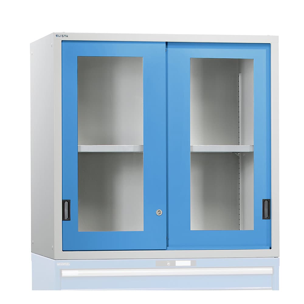 LISTA Dulap suprapus cu uși glisante, uși cu geamuri transparente, î. x lăț. x ad. 1000 x 1023 x 725 mm, albastru deschis