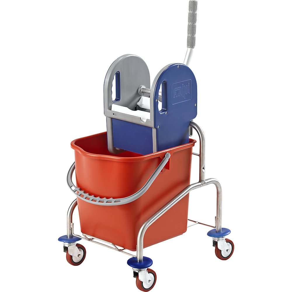 eurokraft pro Cărucior de curățenie din inox, găleată cu roți cu un compartiment 25 l, role metalice