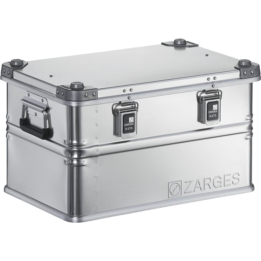 ZARGES Ladă de transport din aluminiu, capacitate 60 l, lung. x lăț. x î. interioară 550 x 350 x 310 mm, model solid