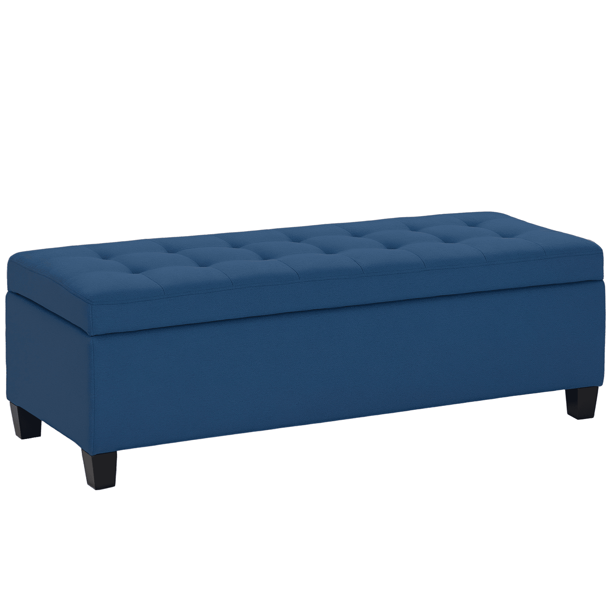 HOMCOM Banc de depozitare 94,5L banca pentru capul patului din material textil cu aspect de in si picioare din lemn, 125 x 49 x 41,5 cm, albastru | Ao