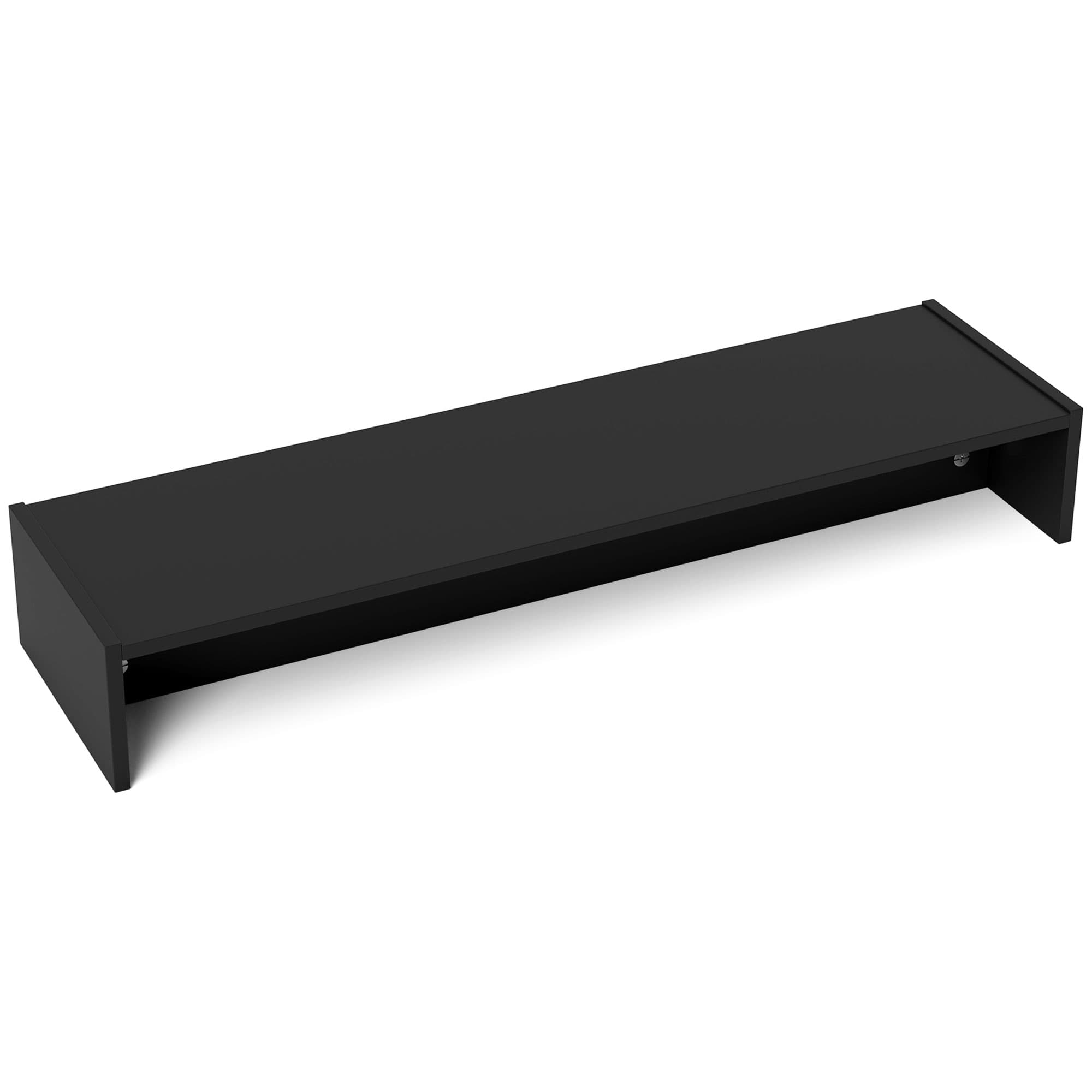 HOMCOM Suport Monitor PC până la 16 kg cu 2 Compartimente de Depozitare, 100x27x15 cm, Negru | Aosom Romania