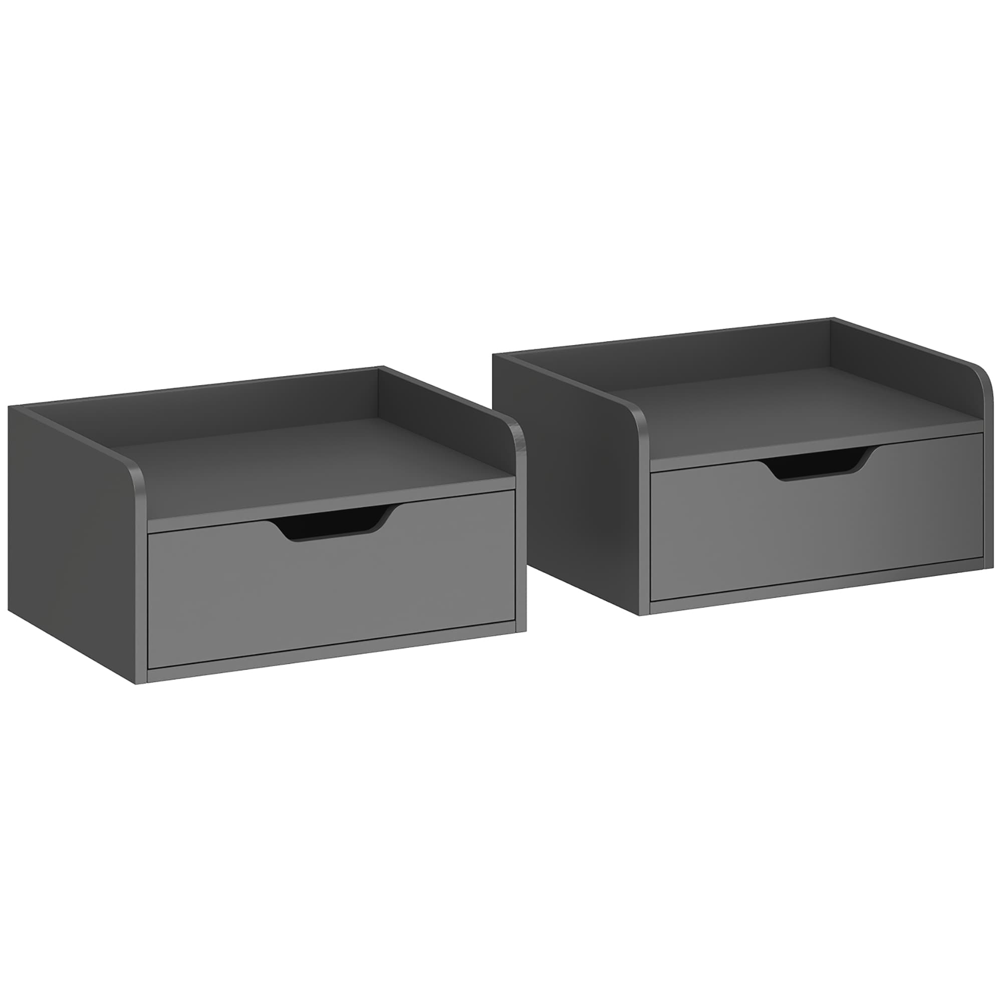 HOMCOM Set de 2 noptiere suspendate tables de nuit suspendues sertar blat aspect lemn dim. 40L x 30l x 19,5H cm | Aosom Romania