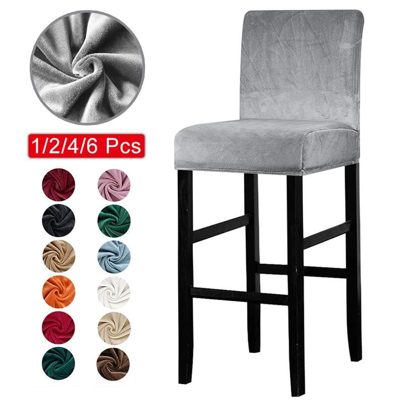 1/2/4/6 bucăți husă pentru scaun de bar din material textil din catifea, scaun mare elastic pentru scaun înalt pentru sufragerie