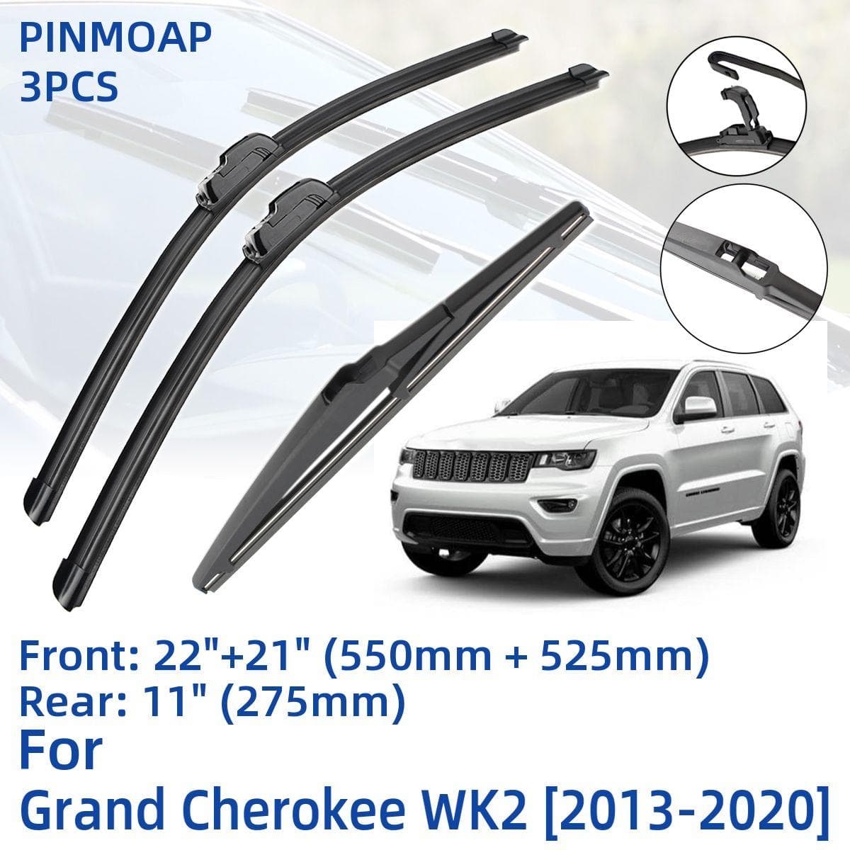 3 buc pentru Jeep Grand Cherokee WK2 2013-2020 22  21  11  Lame de ștergător față spate Parbriz Accesorii tăietor de ferestre2016 2017 2018 2019