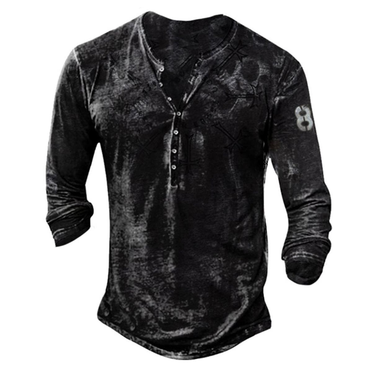 Tricou cu mânecă lungă pentru bărbați, cu 3 imprimeuri, la modă, de primăvară și toamnă, cu mânecă lungă, cu imprimeu, pulover cm