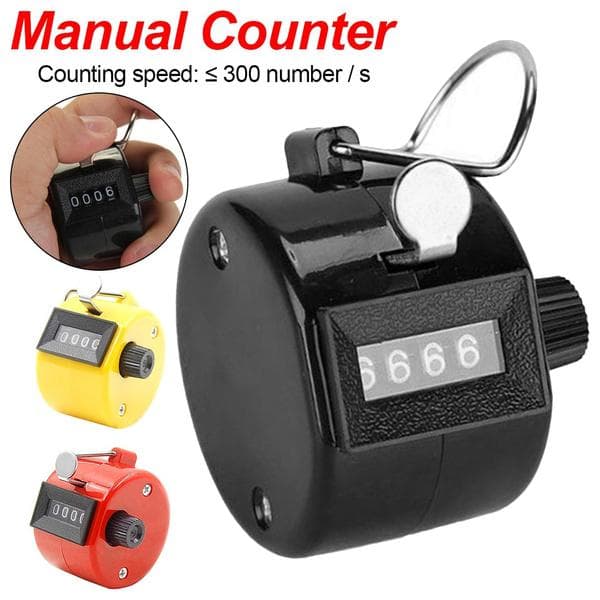 Contoare de numere de cifre Carcasă din plastic Afișaj pentru degete Numărătoare manuală Contor de clic Cronometru Fotbal Contor de golf negru