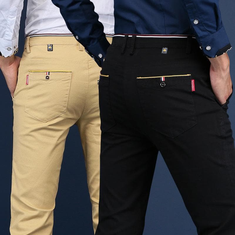 Bărbați Pantaloni Drepți Lungi Drepți Subțiri Bărbați Clasici Negru Kaki Business Office Casual Pantaloni cm culoare albastru inchis