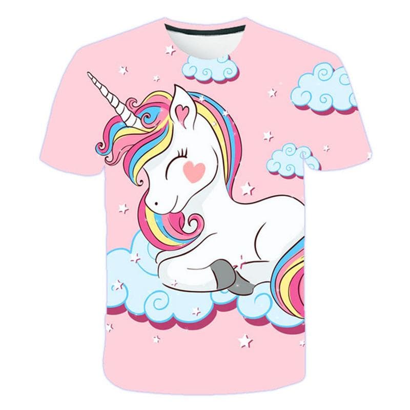Tricouri cu unicorn pentru copii Tricouri cu mânecă scurtă pentru bebeluși Tricouri pentru copii de vară cu imprimare 3D 4-14 ani Băieți Fete