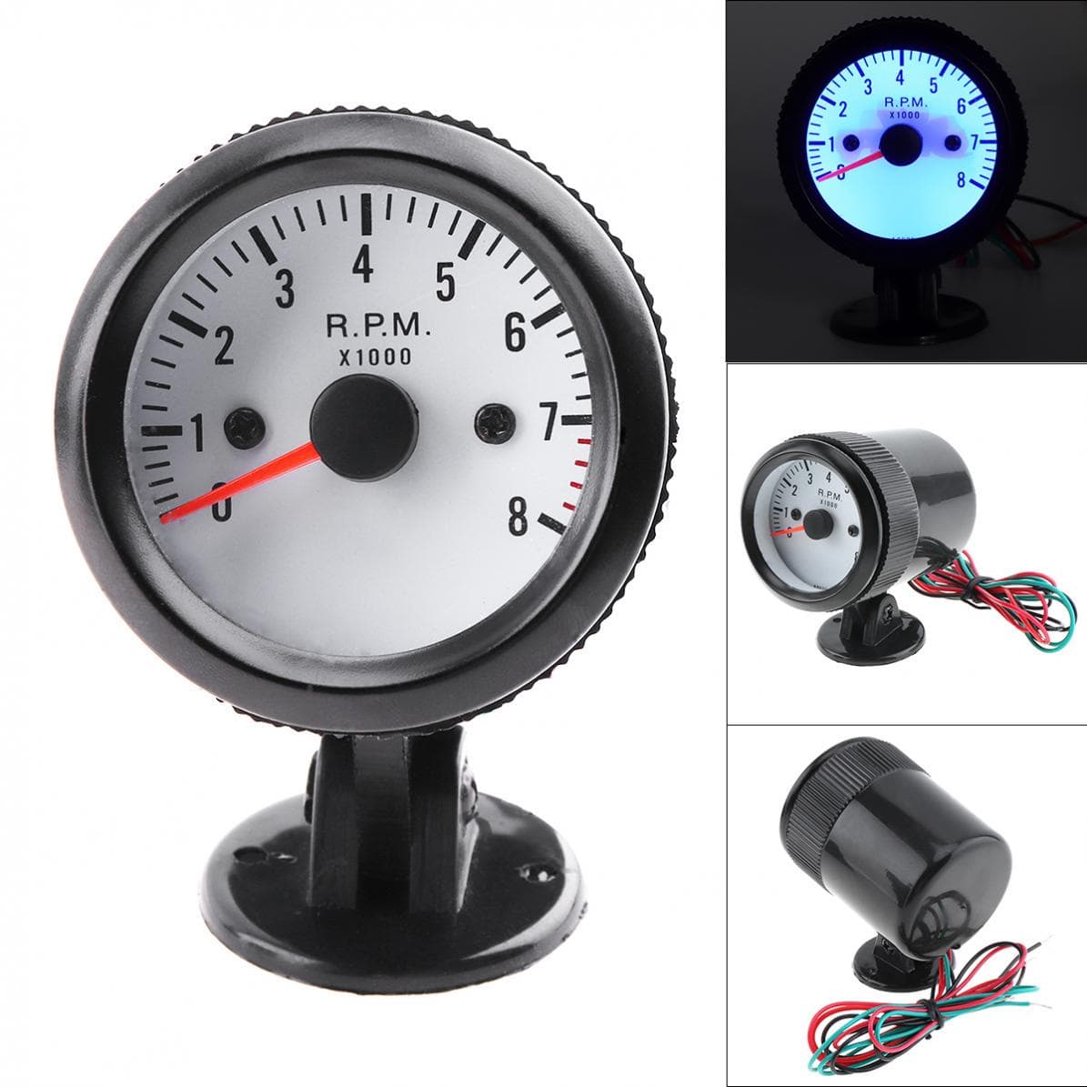8020BL 2  52mm 12V LED albastru 0~8000RPM Tahometru Tachimetru cu senzor pentru mașină/barcă/camion negru