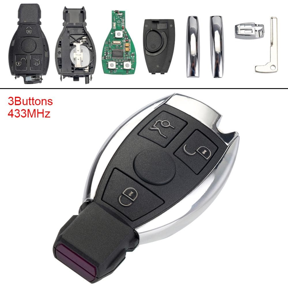 Telecomandă 433MHz cu 3 butoane fără cheie, netăiată, pentru controlul NEC&BGA pentru Mercedes Benz, anul 2000