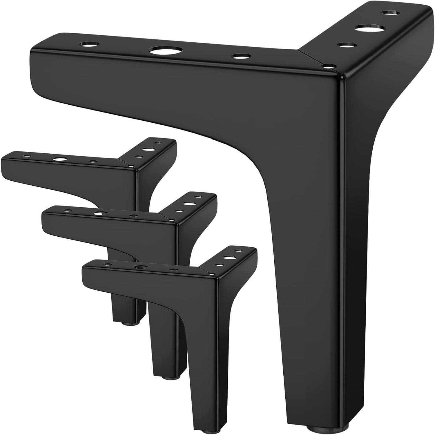 Set de 4 picioare de mobilier, metal negru, capacitate de încărcare până la 800 kg, picioare de mobilier de 10 cm TV, picioare de dulap pentru
