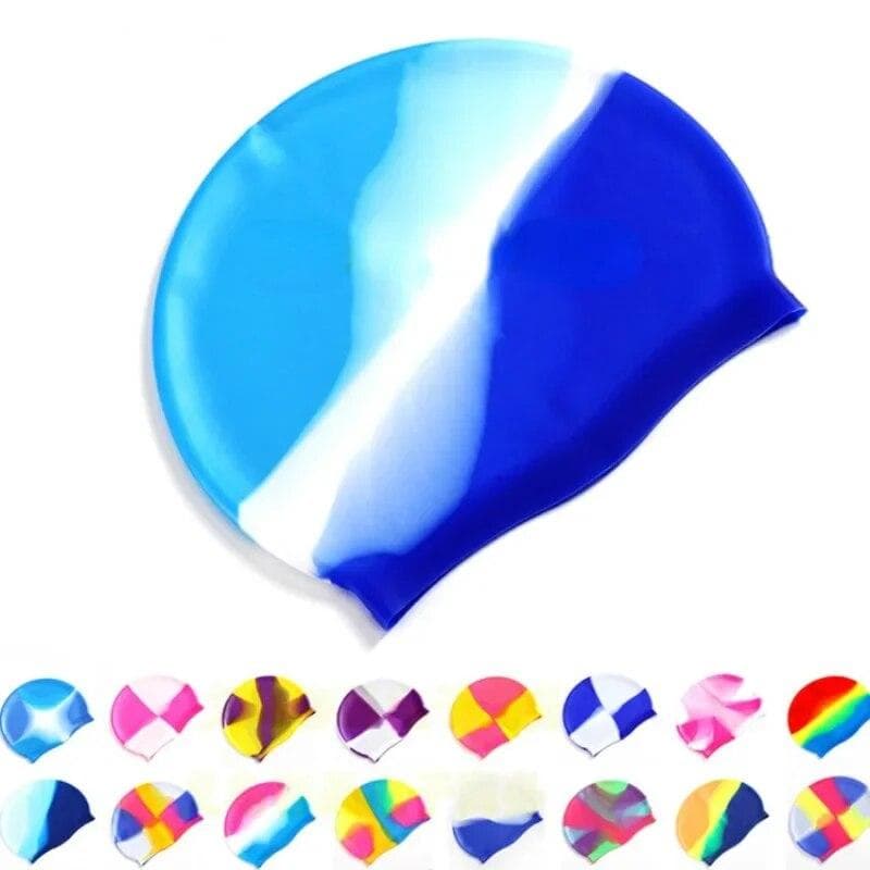 Cască de înot din silicon pentru adulți, rezistentă la apă, culoare gradient, șapcă de înot păr uscat pentru bărbați, femei, protejează