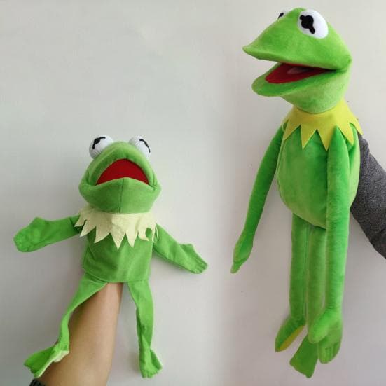 Companie Drăguță, utilă, broască din desene animate, păpușă de mână, jucărie de pluș umplută