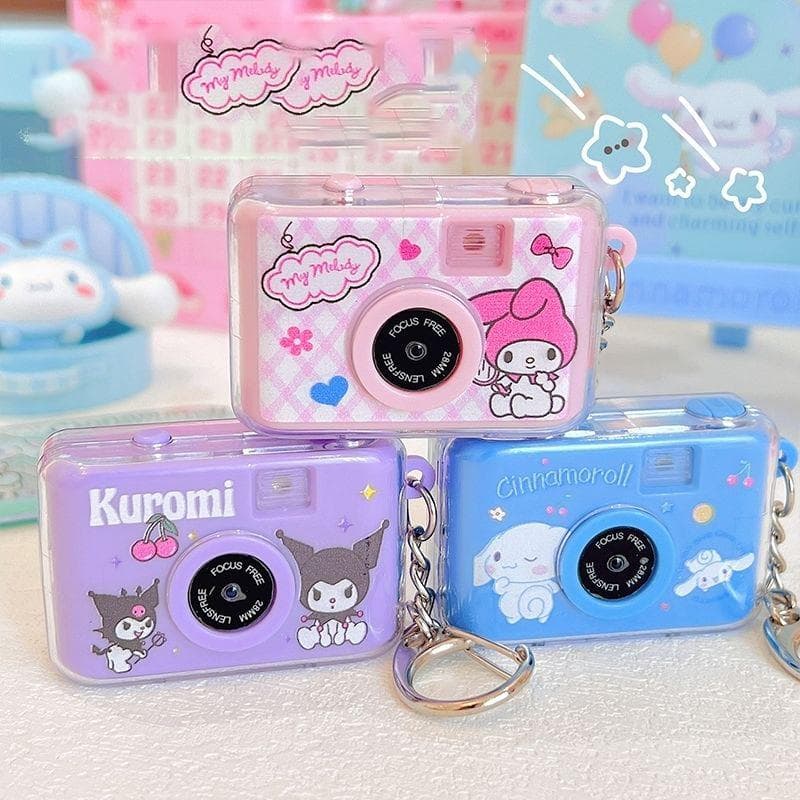 Sanrio Kuromi Cinnamoroll Cheiță cu cheiță de cameră mică strălucitoare Kawaii Melody Pochacco Inel pentru chei Cameră