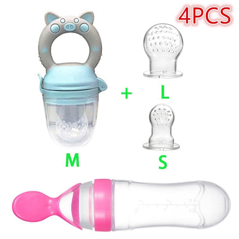 4 bucăți/set suzetă pentru hrană pentru bebeluși, cană de hrănire pentru ronțăit, băiat, fată, cu fructe, legume, hrănire pentru sugari