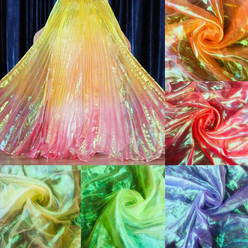 Fire colorate fluorescente șifon de mătase Laser tul țesătură din organza fire de sticlă pânză plasă de cusut lacul albastru culoare