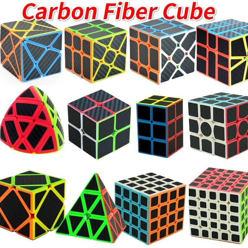 Cub din fibră de carbon Magic Cube Speed ​​2x2 3x3 4x4 5x5 Piramida 223 233 Sq1 Skew Puzzle Orez Dumling Cubo Magico Jucării pentru copii