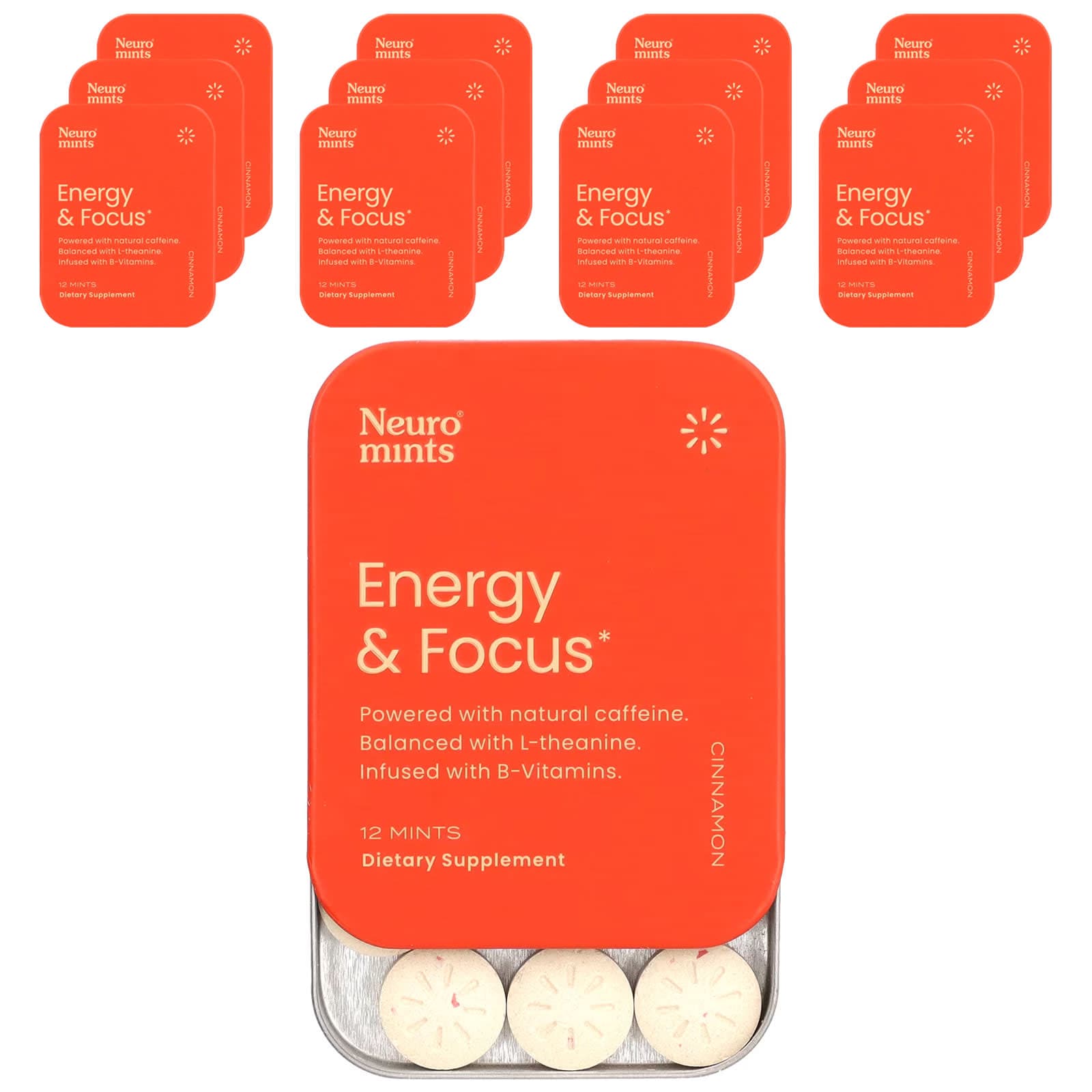 NeuroGum, NeuroMints, Energie și Concentrare, Scorțișoară, 12 pachete, 12 bucăți fiecare