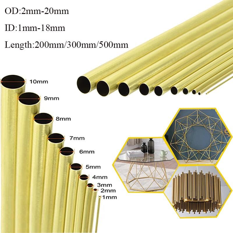 1 buc Diametru tub alamă 2/3/4/5/6/7/8/9/10/12/14/16/18/20mm Lungime 200mm/300mm/500mm Tub rotund fără sudură