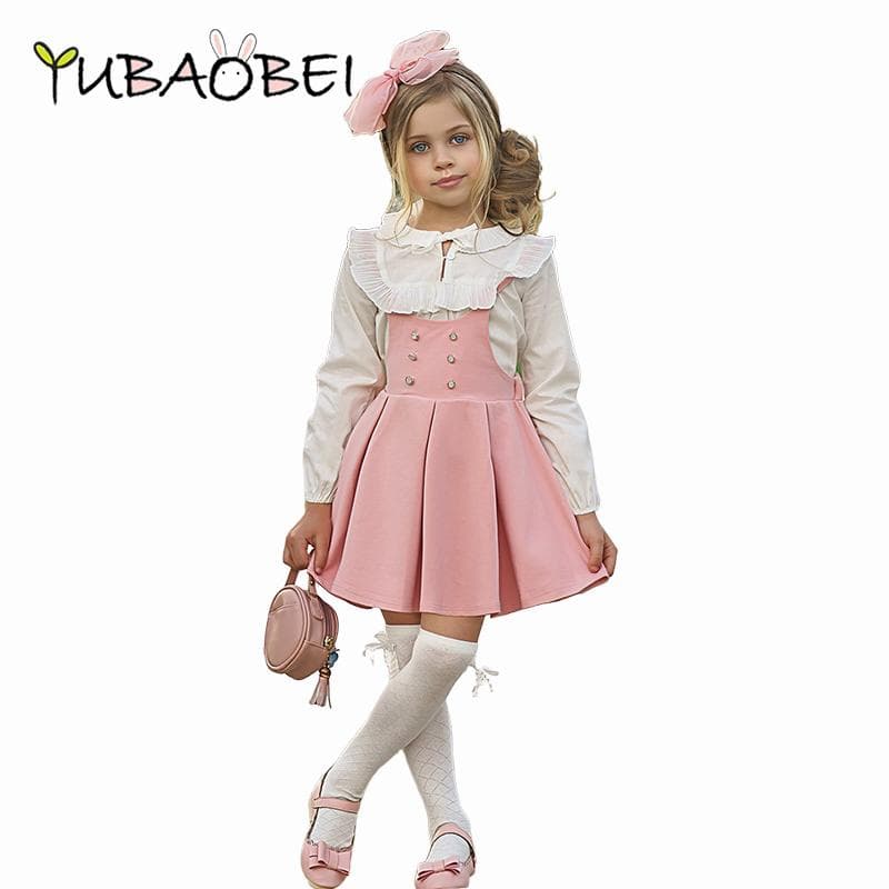 Seturi de îmbrăcăminte pentru copii primăvară și toamnă fete stil colegiu fustă plisată costum fete bluză 2 buc cm albastru