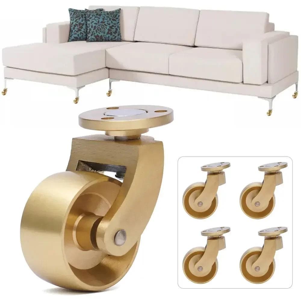 Set de 4 Role Heavy Duty din Alamă Culoare Aur Antichizat Role cu Bile Pivotante 360° cu Șuruburi pentru Mobilier Masă de Cafea Cărucior