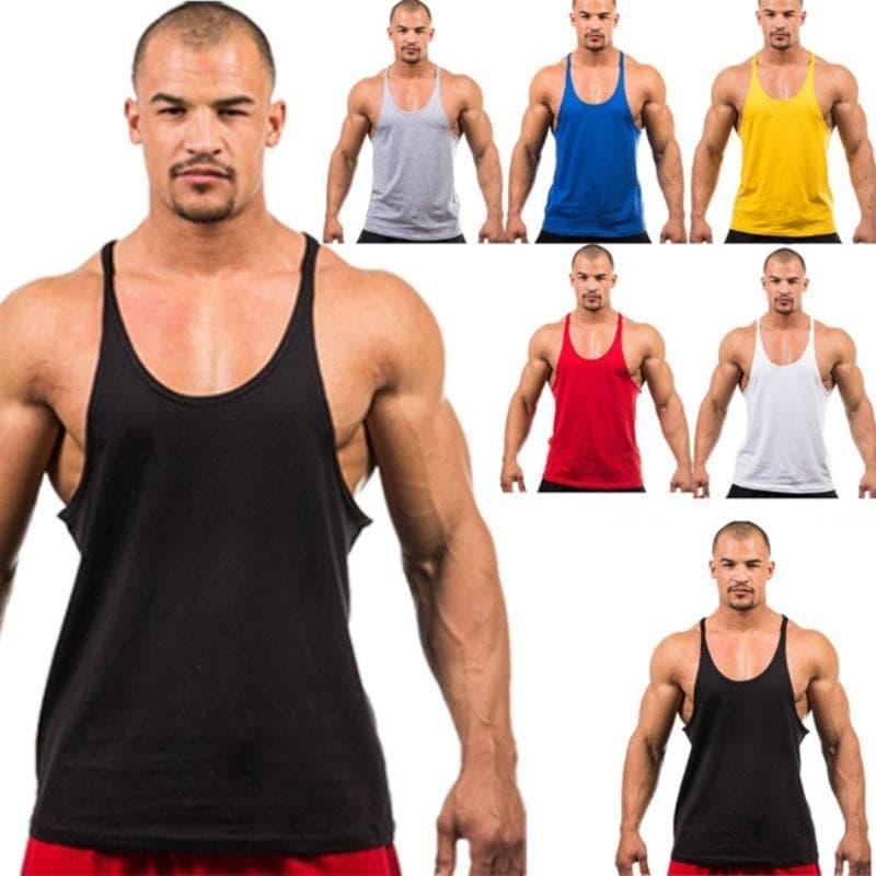 Bărbați Summer Gym Singlet Tank Top Stringer Bodybuilding Muscle Fitness Vest HO3 cm roșu