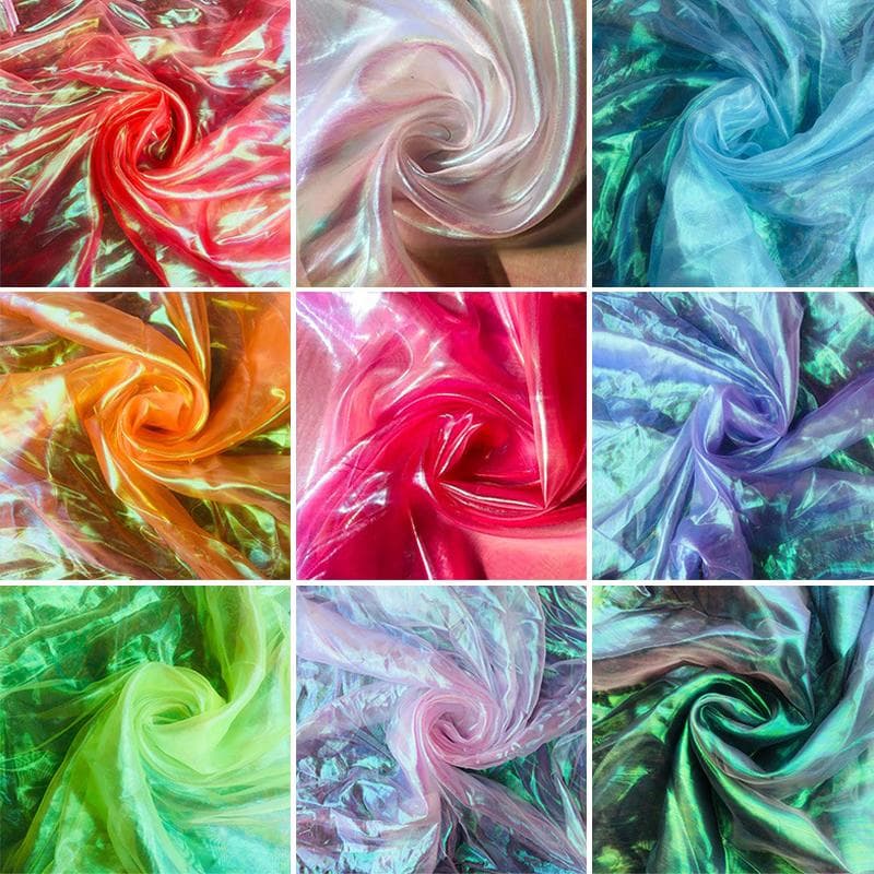 Laser tul țesătură șifon de mătase cusut pânză plasă colorată din organza fire de sticlă fire fluorescente negru