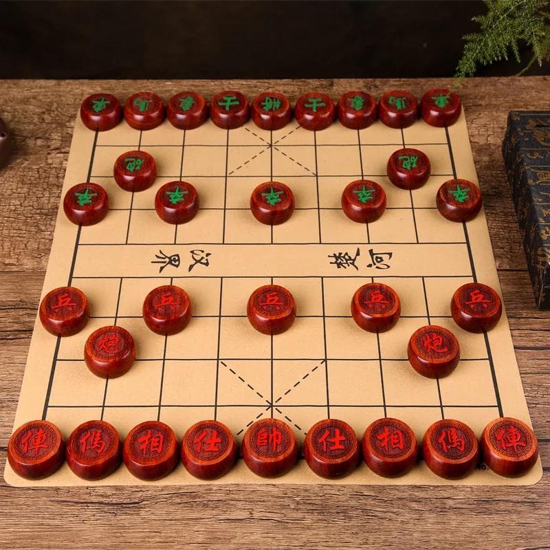 Xiangqi Șah Chinezesc Joc de Masă Set Piese de Joc din Lemn Natural Portabil de Călătorie Jucărie de Strategie Pentru Copii Adulți Cadou pentru