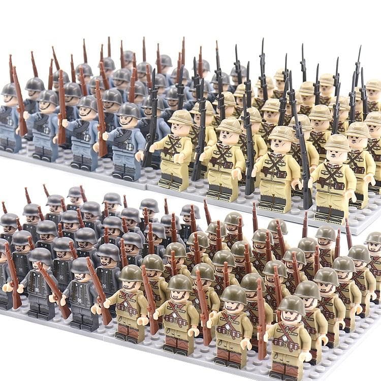 24 bucăți/set al doilea război mondial, soldați militari, pușcă, arme, figuri, piese, blocuri, asamblare, bricolaj, modele, seturi de