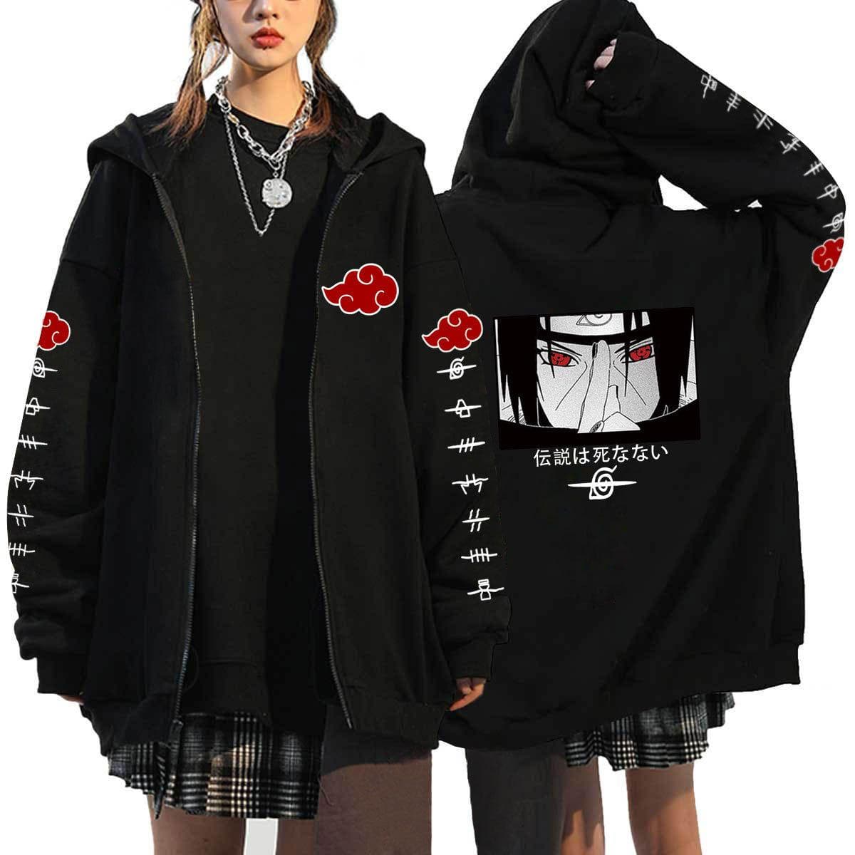 Hanorace japoneze Naruto pentru bărbați Kawaii Harajuku Manga cu fermoar cu grafică Uchiha Itachi Sasuke Hanorace Streetwear cu imprimeu Pulovere