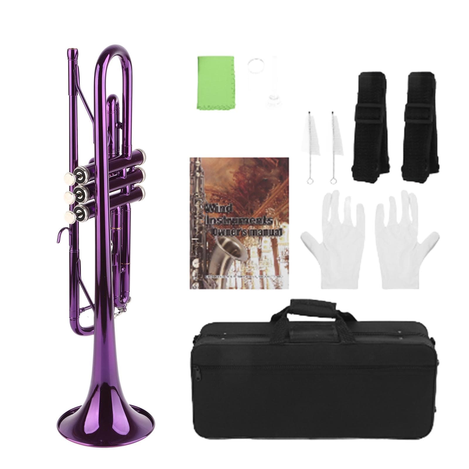Set Trompetă Si bemol Alamă Accesorii Instrument Muzical de Înlocuire cu Geantă de Depozitare Violet
