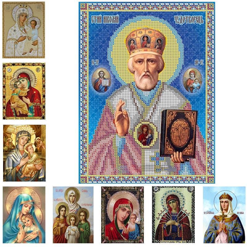 Picturi cu diamante 5D Diy Religie Leader Icon Mozaic Stras adevărat Broderie cu punct de cruce Mural