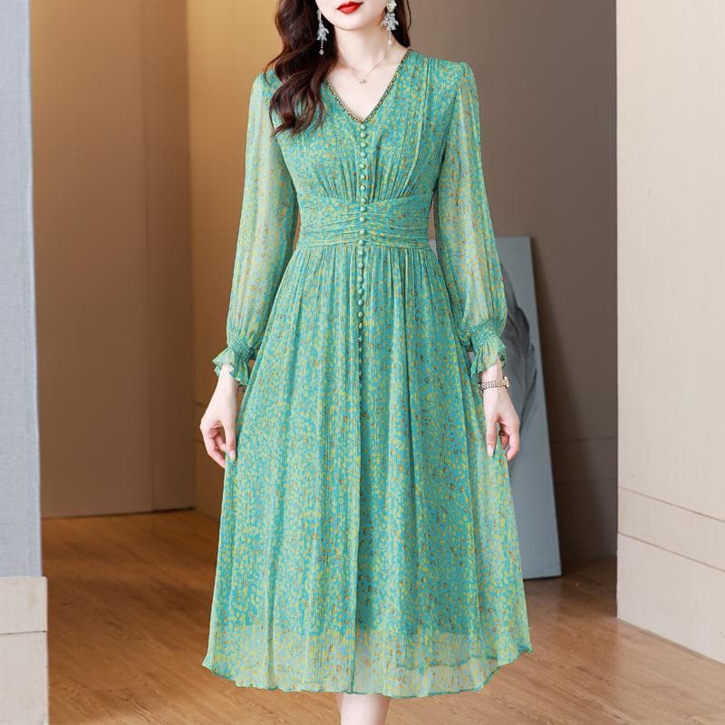 Rochie maxi cu flori de lux cu imprimeu verde pentru femei Rochii de petrecere la moda de vara cm verde