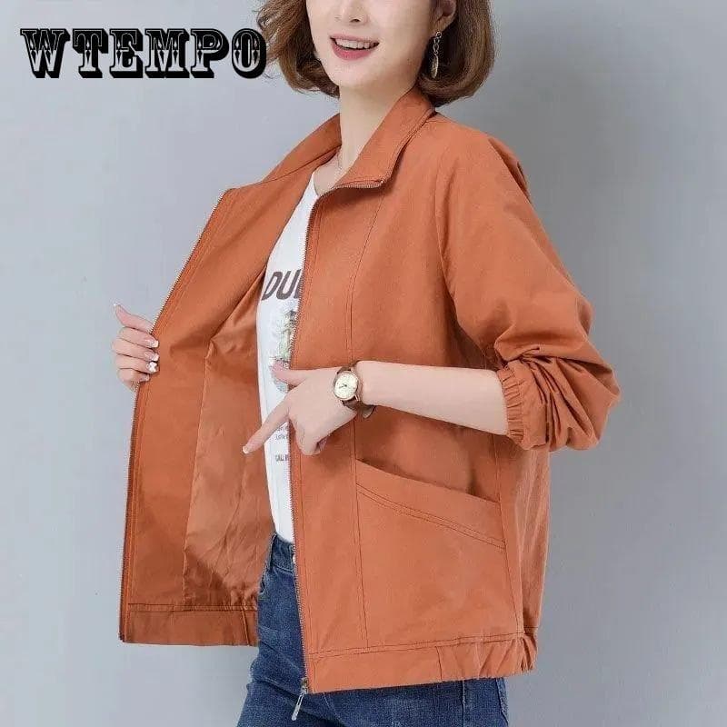 Trenci de primăvară, toamnă, pentru femei, slim, cu guler vertical, îmbrăcăminte solidă, pentru damă, scurtă, casual, căptușeală cm khaki