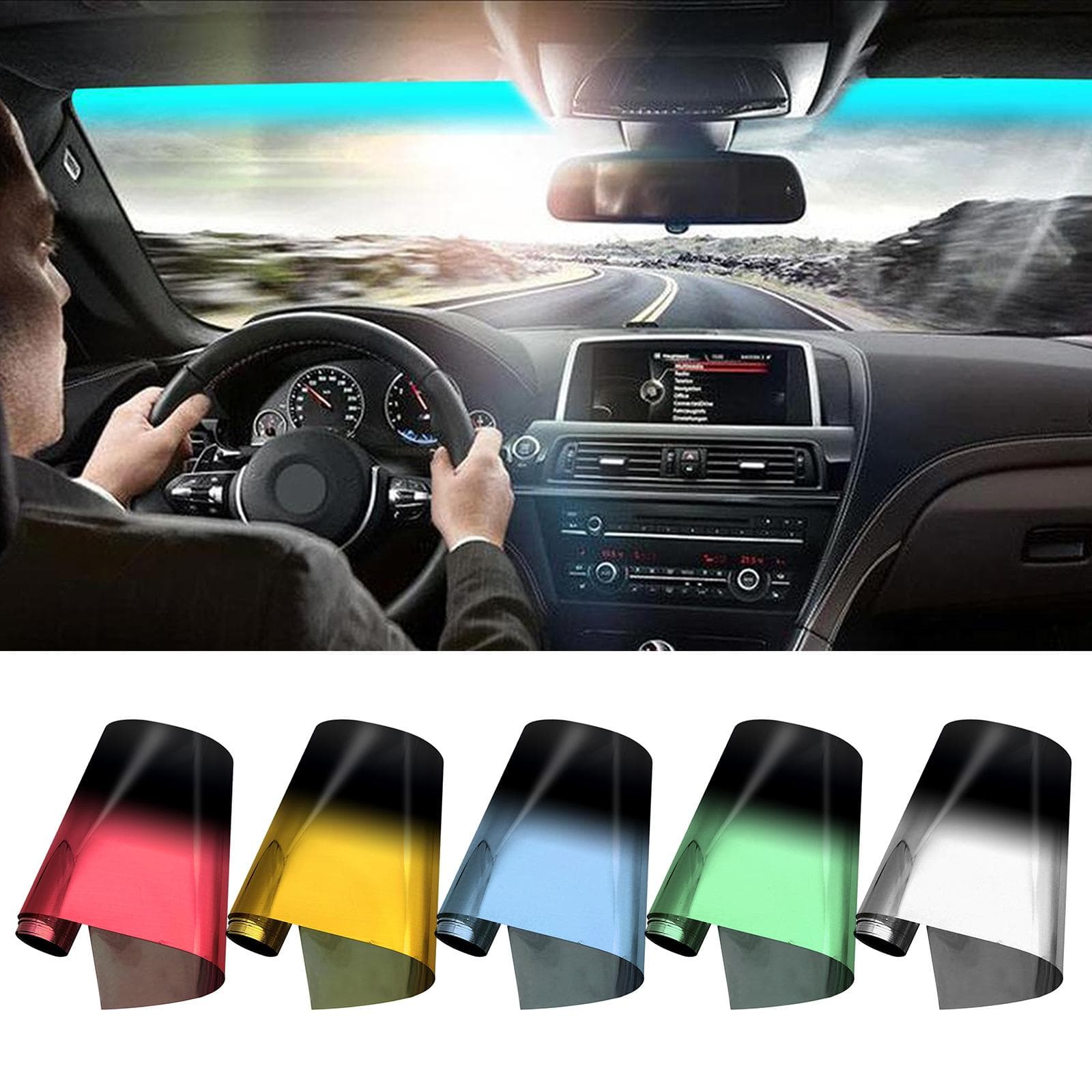 Folie Auto Bicolor pentru Geamuri, Instalare Ușoară, Folie Auto Gradient pentru Protecție Solară și Confidențialitate