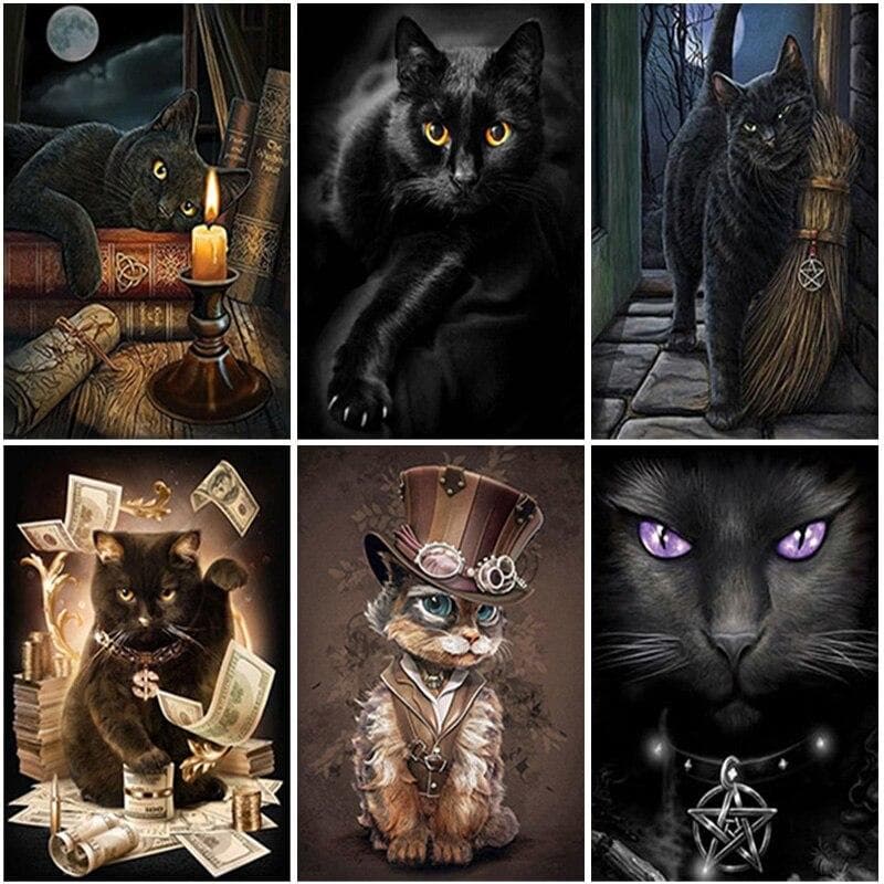 Pictura cu diamante 5D, pisici, pătrat complet/rotund, animale, broderie cu diamant, artă cu punct de cruce, mozaic, cu strasuri, imagini pentru