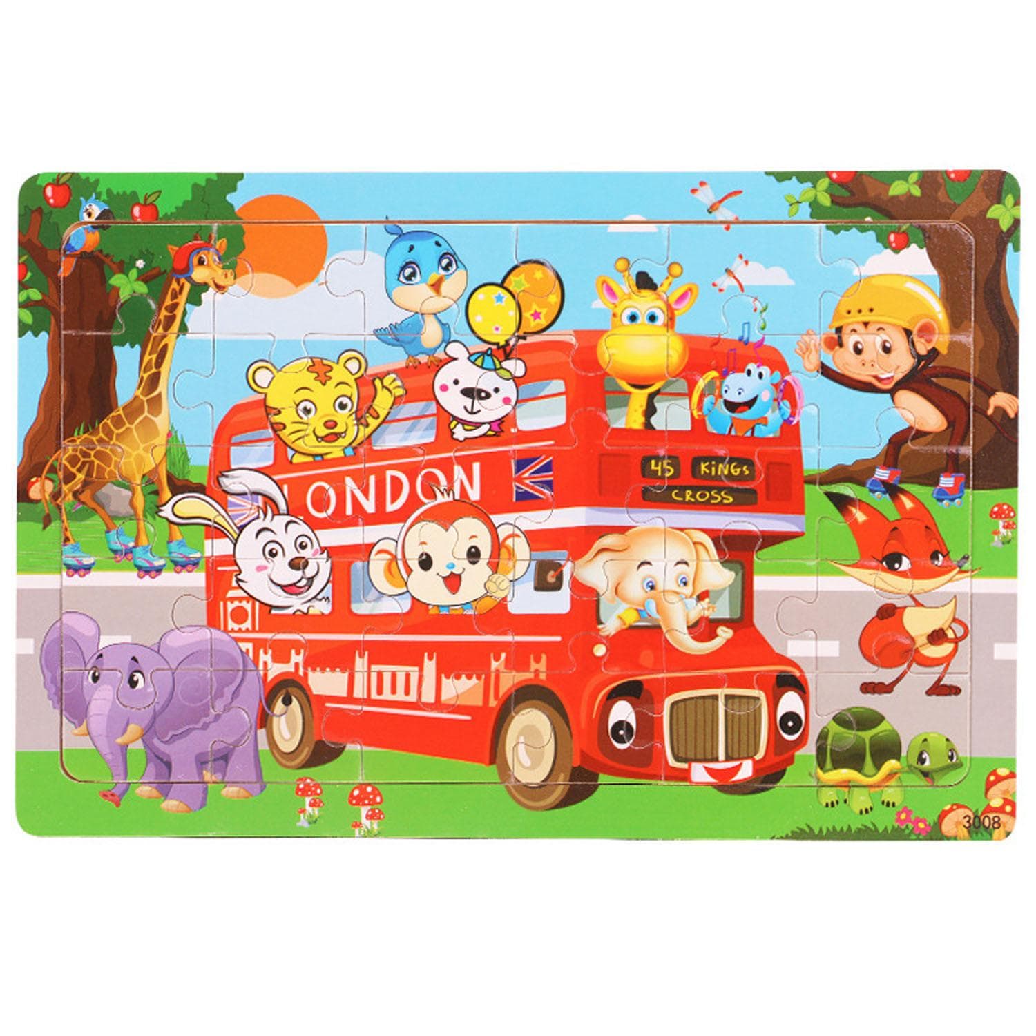 Puzzle din lemn pentru copii cu vârste între 3-5 ani Puzzle-uri colorate din lemn de 30 de piese