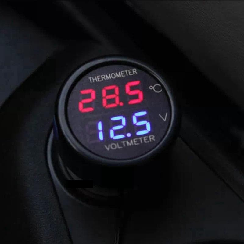 Ketotek 2 în 1 voltmetru auto termometru DC 12V 24V Contor digital de temperatură Monitor baterie Roșu Bl albastru
