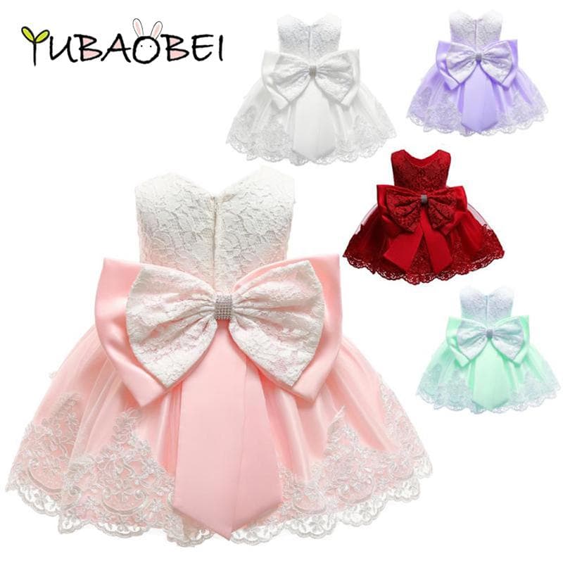 YUBAOBEI rochie pentru fete, prințesă, fără mâneci, cu fundă din dantelă, tutu, petrecere de nuntă, rochie de botez pentru copii, 2-6 ani cm